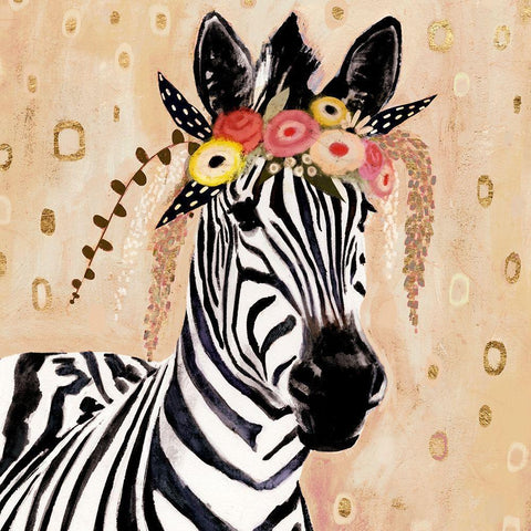 Klimt Zebra I White Modern Wood Framed Art Print by Borges, Victoria