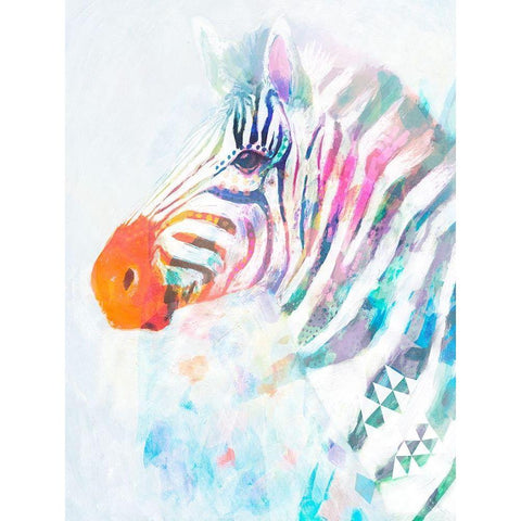 Fluorescent Zebra I Gold Ornate Wood Framed Art Print with Double Matting by Borges, Victoria