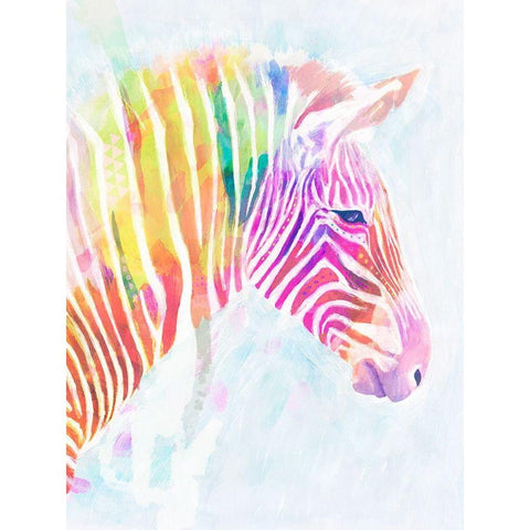 Fluorescent Zebra II White Modern Wood Framed Art Print by Borges, Victoria