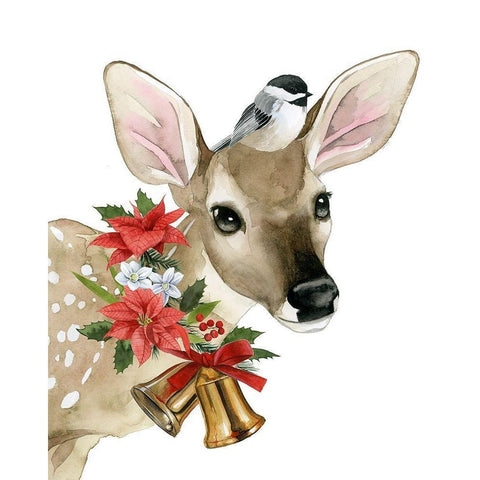 Deer Christmas I Black Modern Wood Framed Art Print by Popp, Grace