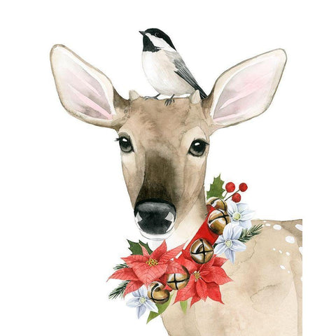 Deer Christmas II White Modern Wood Framed Art Print by Popp, Grace