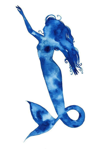 Blue Sirena I White Modern Wood Framed Art Print with Double Matting by Popp, Grace