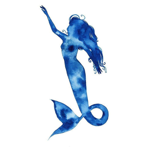 Blue Sirena I White Modern Wood Framed Art Print by Popp, Grace