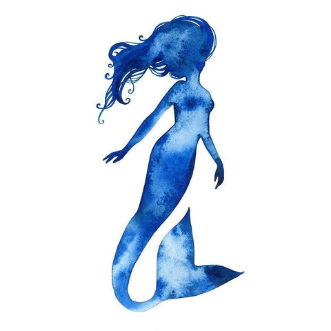 Blue Sirena II White Modern Wood Framed Art Print by Popp, Grace