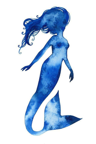 Blue Sirena II White Modern Wood Framed Art Print with Double Matting by Popp, Grace