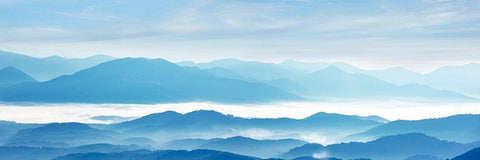 Misty Mountains IX White Modern Wood Framed Art Print with Double Matting by McLoughlin, James