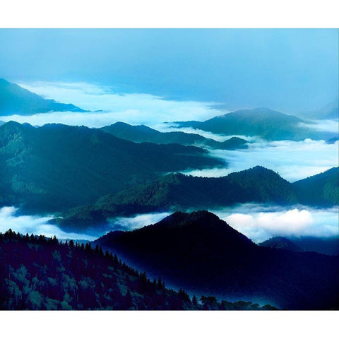 Misty Mountains XIV White Modern Wood Framed Art Print by McLoughlin, James