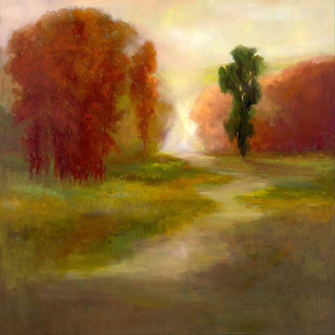 Autumn Trees White Modern Wood Framed Art Print by Finch, Sheila