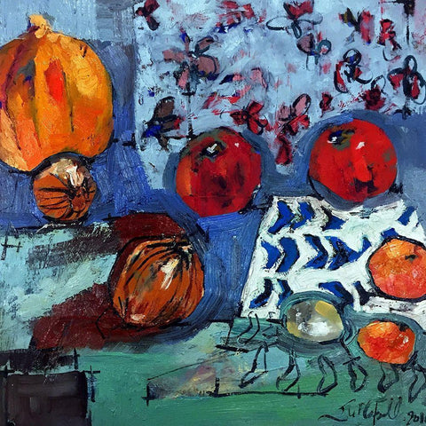 Apple Composition White Modern Wood Framed Art Print by Ferrell, Erin McGee