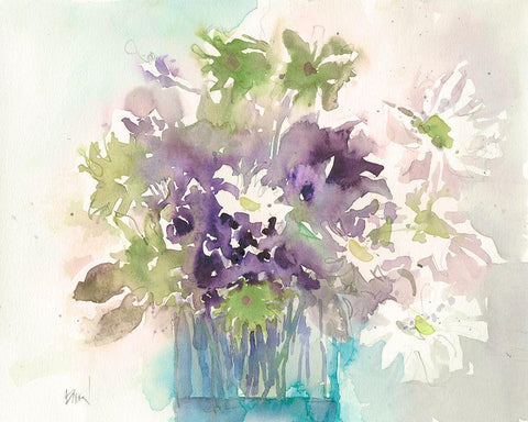 Center Piece I White Modern Wood Framed Art Print with Double Matting by Dixon, Samuel