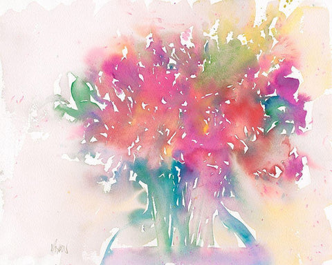 Floral Moment II White Modern Wood Framed Art Print with Double Matting by Dixon, Samuel