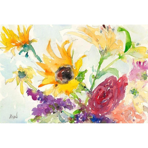 Bright Wild Flowers I Black Modern Wood Framed Art Print by Dixon, Samuel