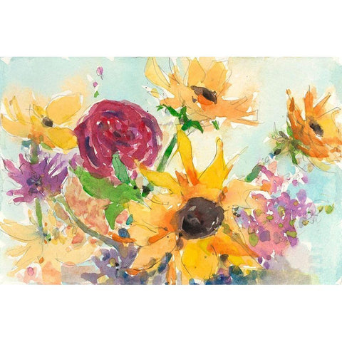 Bright Wild Flowers II Black Modern Wood Framed Art Print by Dixon, Samuel