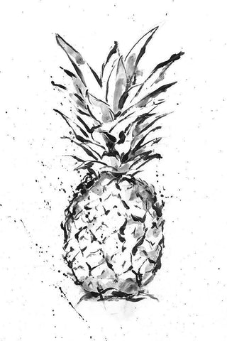 Pineapple Ink Study I Black Ornate Wood Framed Art Print with Double Matting by Harper, Ethan