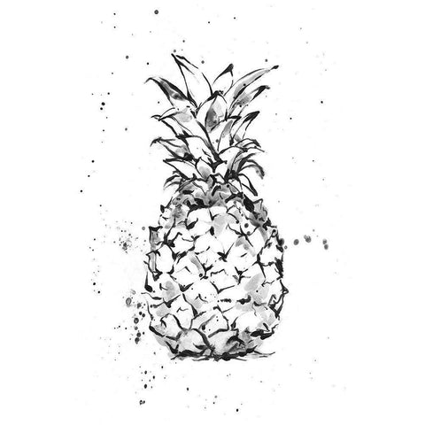 Pineapple Ink Study I Black Modern Wood Framed Art Print with Double Matting by Harper, Ethan