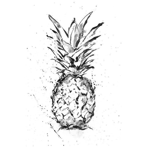 Pineapple Ink Study II White Modern Wood Framed Art Print by Harper, Ethan