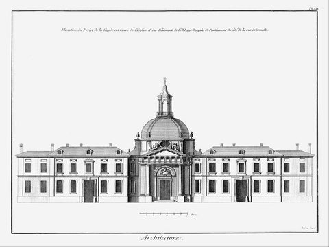 Architectural Elevation I Black Ornate Wood Framed Art Print with Double Matting by Diderot, Denis