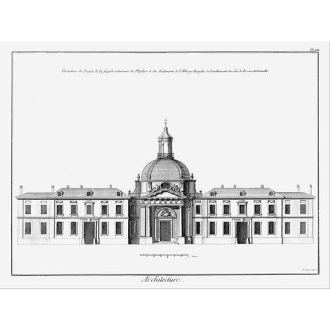 Architectural Elevation I Black Modern Wood Framed Art Print with Double Matting by Diderot, Denis