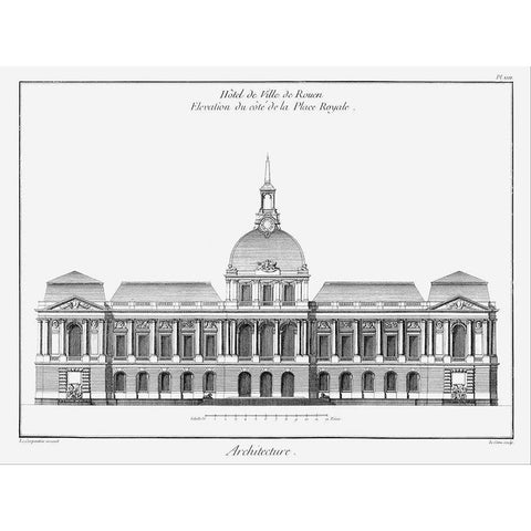 Architectural Elevation III Black Modern Wood Framed Art Print by Diderot, Denis