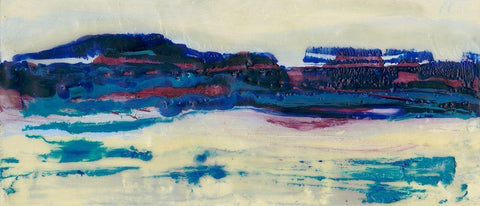 Vibrant Horizon I White Modern Wood Framed Art Print with Double Matting by Holland, J.