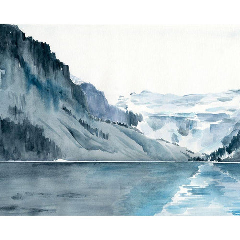 Winter Fjords I Black Modern Wood Framed Art Print with Double Matting by Parker, Jennifer Paxton