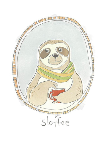 Caffeinated Cutie III White Modern Wood Framed Art Print with Double Matting by Vess, June Erica