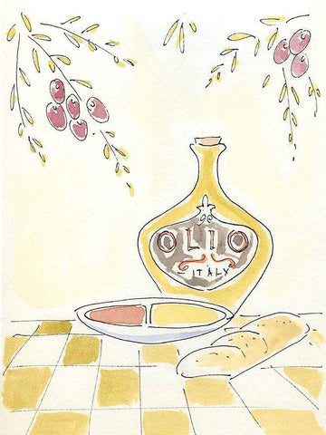 Olio della Cucina I White Modern Wood Framed Art Print with Double Matting by Paul, Alan