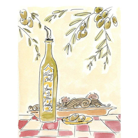 Olio della Cucina II White Modern Wood Framed Art Print by Paul, Alan