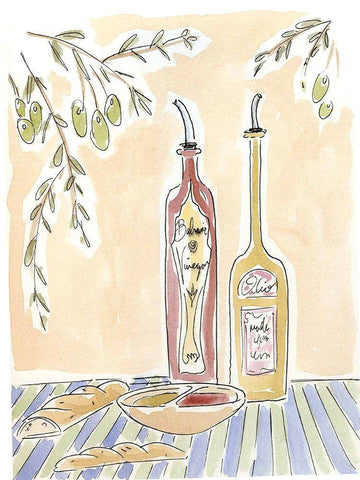 Olio della Cucina IV White Modern Wood Framed Art Print with Double Matting by Paul, Alan