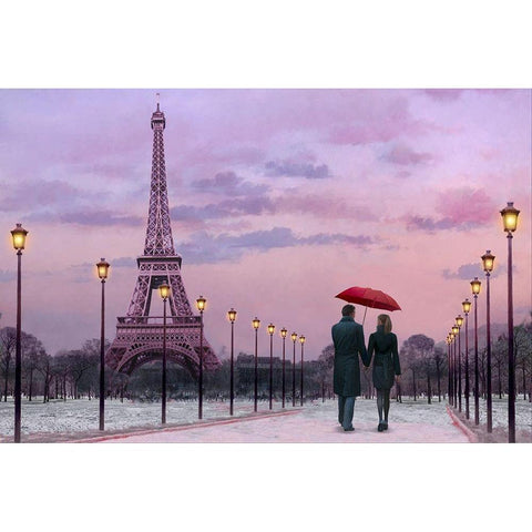 Red Umbrella Black Modern Wood Framed Art Print with Double Matting by Consani, Chris