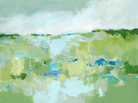 Spring Green I White Modern Wood Framed Art Print with Double Matting by Long, Christina