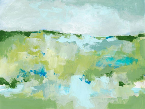 Spring Green II White Modern Wood Framed Art Print with Double Matting by Long, Christina