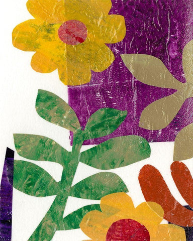 Fiesta Floral III White Modern Wood Framed Art Print with Double Matting by Moore, Regina