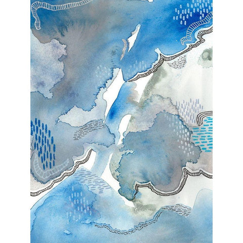 Subtle Blues I Black Modern Wood Framed Art Print with Double Matting by Moore, Regina