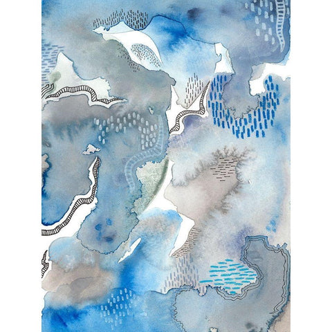 Subtle Blues II White Modern Wood Framed Art Print by Moore, Regina