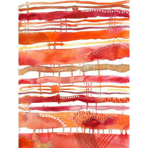 Tangerine Stripes I White Modern Wood Framed Art Print by Moore, Regina