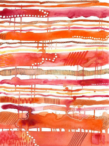 Tangerine Stripes II Black Ornate Wood Framed Art Print with Double Matting by Moore, Regina