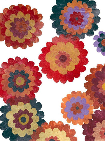 Scattered Blooms I White Modern Wood Framed Art Print with Double Matting by Moore, Regina
