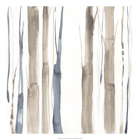 Duo Tone Trees II White Modern Wood Framed Art Print with Double Matting by Goldberger, Jennifer