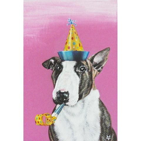 Party Dog II White Modern Wood Framed Art Print by Coleman, Victoria