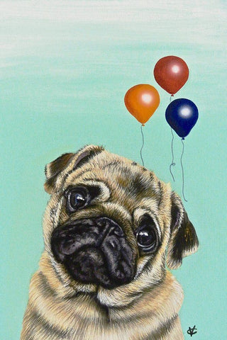 Party Dog IV White Modern Wood Framed Art Print with Double Matting by Coleman, Victoria