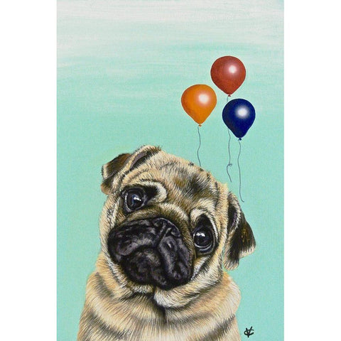 Party Dog IV Black Modern Wood Framed Art Print with Double Matting by Coleman, Victoria