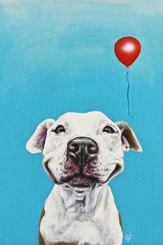 Party Dog V White Modern Wood Framed Art Print with Double Matting by Coleman, Victoria