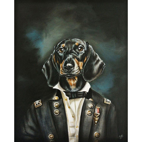 Distinguished Dachshund Gold Ornate Wood Framed Art Print with Double Matting by Coleman, Victoria