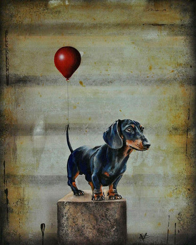 Stanleys Balloon White Modern Wood Framed Art Print with Double Matting by Coleman, Victoria