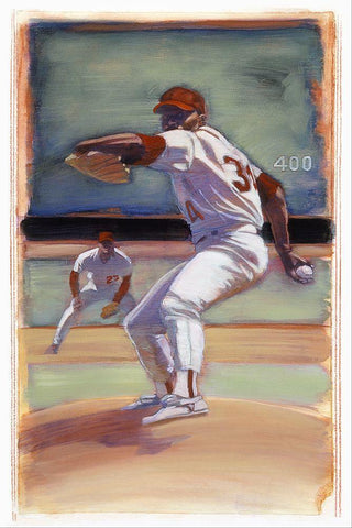 Baseball I White Modern Wood Framed Art Print with Double Matting by Dean, Bruce