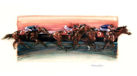 Horse Race Black Ornate Wood Framed Art Print with Double Matting by Dean, Bruce
