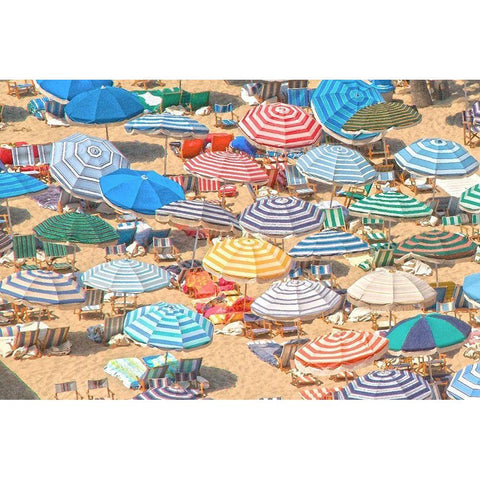 Umbrellas I White Modern Wood Framed Art Print by Linden, Sally