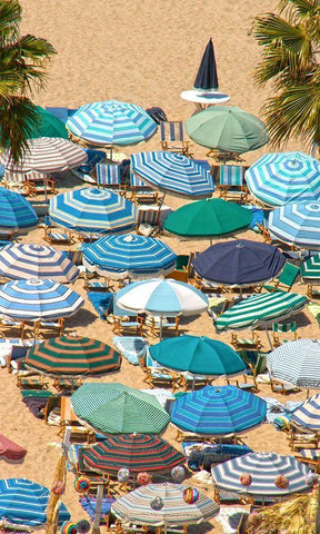 Umbrellas II White Modern Wood Framed Art Print with Double Matting by Linden, Sally