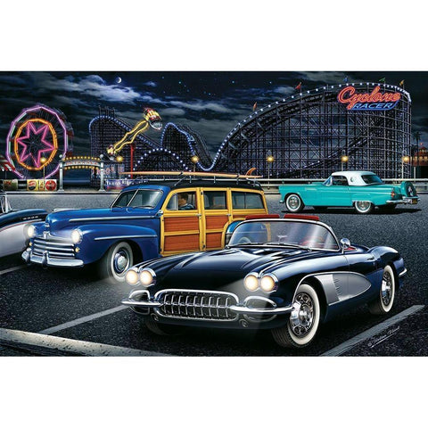 Diners and Cars III Gold Ornate Wood Framed Art Print with Double Matting by Flint, Helen